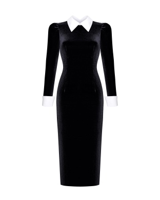 Платье бархат черное