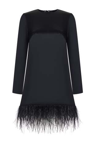Платье с перьями черное
