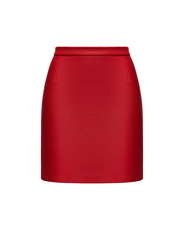 Юбка кожаная красная