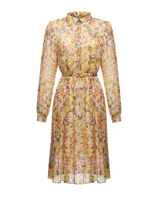 Шифоновое платье с отложным воротником желтое