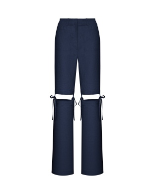 Брюки-шорты на завязках чернильно-синего оттенка