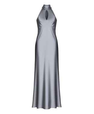 Платье с шарфом шелковое серебро