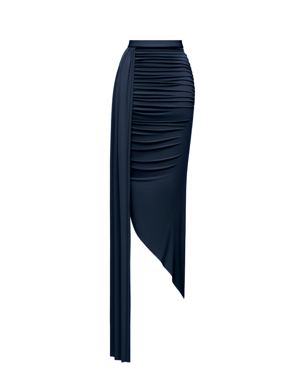 Юбка с поясом синяя